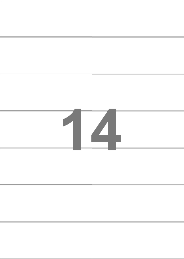 A4-14 slids, Gloss, 14 Udstansede etiketter/ark, 105,0 x 42,2 mm, hvid, 100 ark